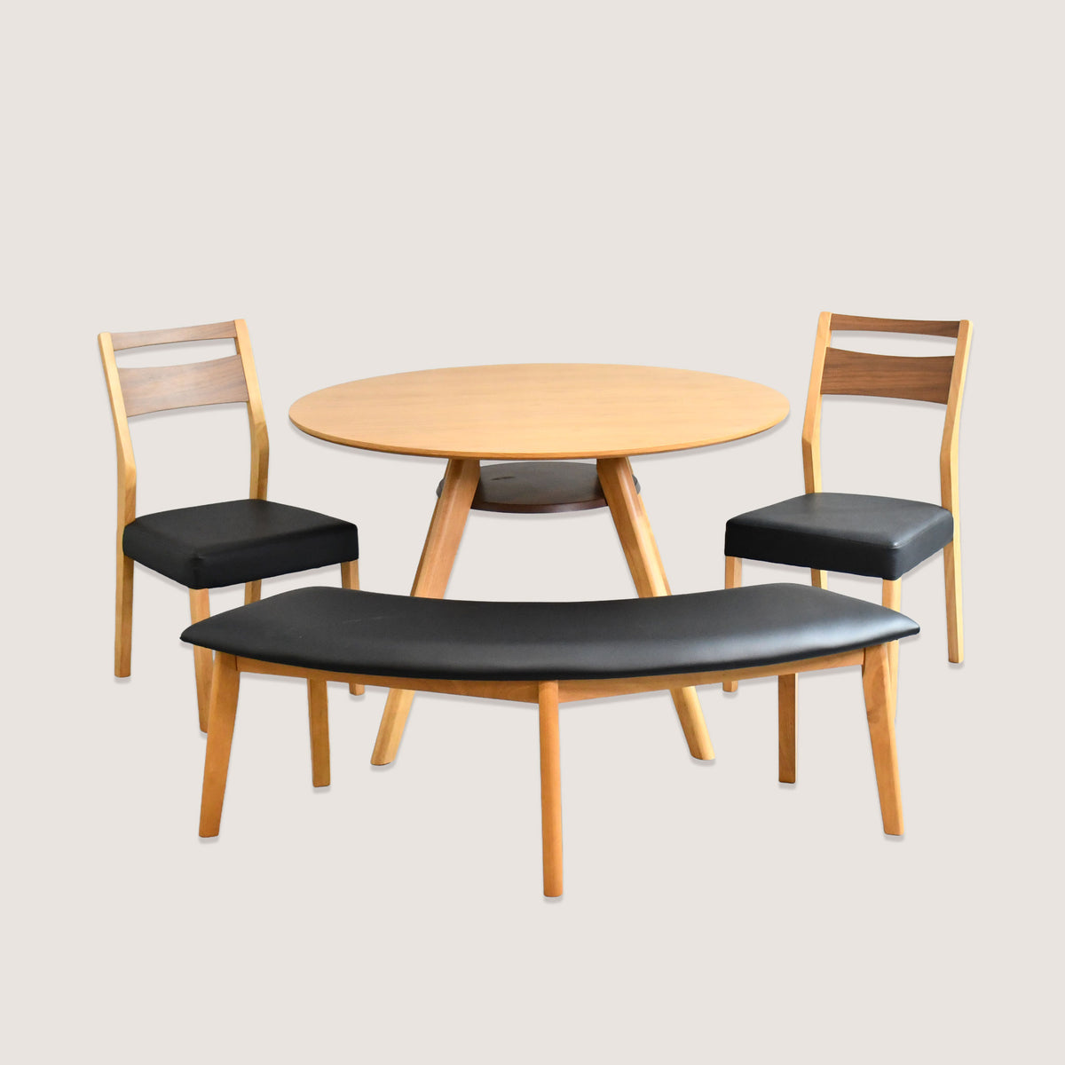 SHEEP オーク&ウォールナット突板110cm幅ダイニングテーブル4点セット 座面高440mm