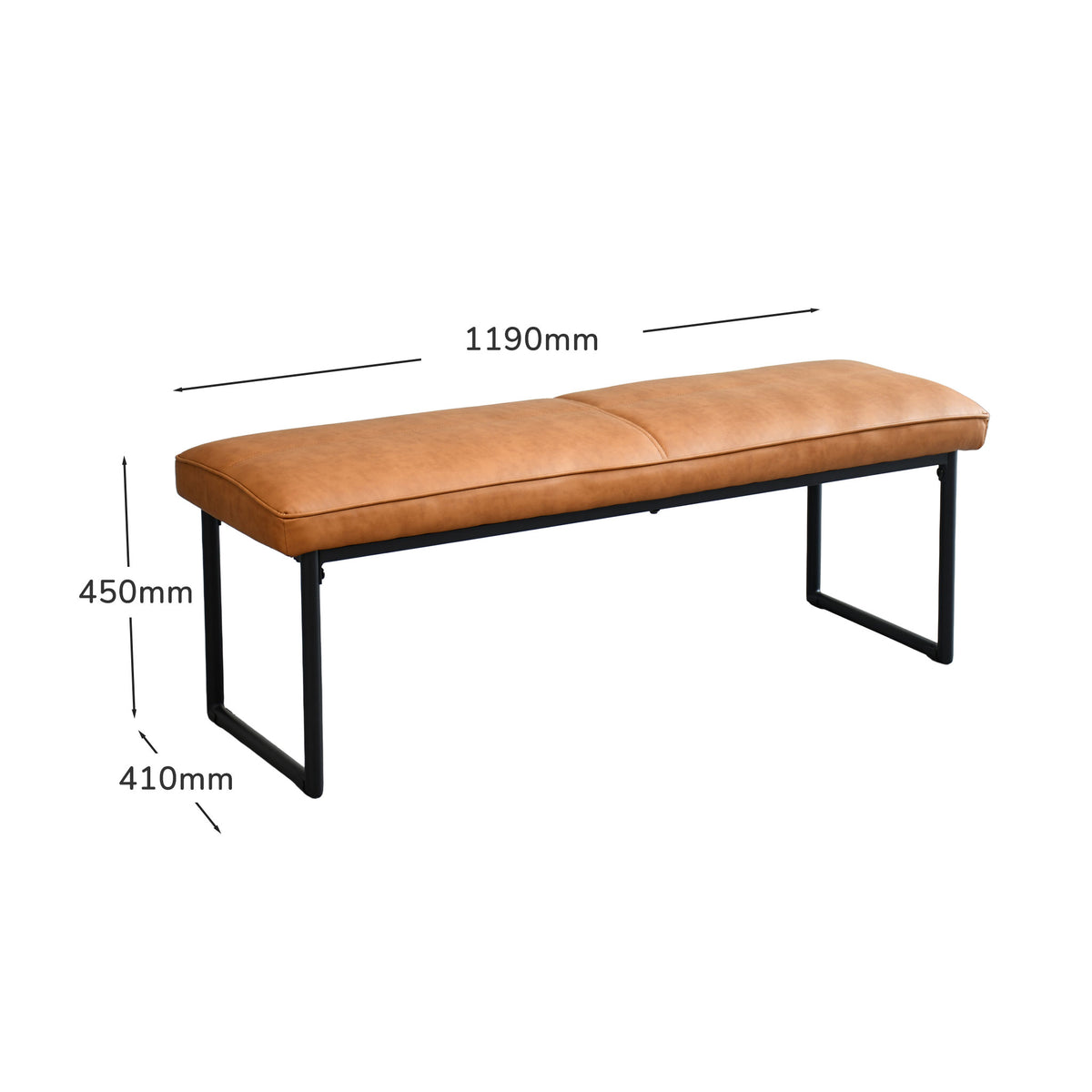 milla 120cm幅ダイニングベンチ 合成皮革 座面高450mm