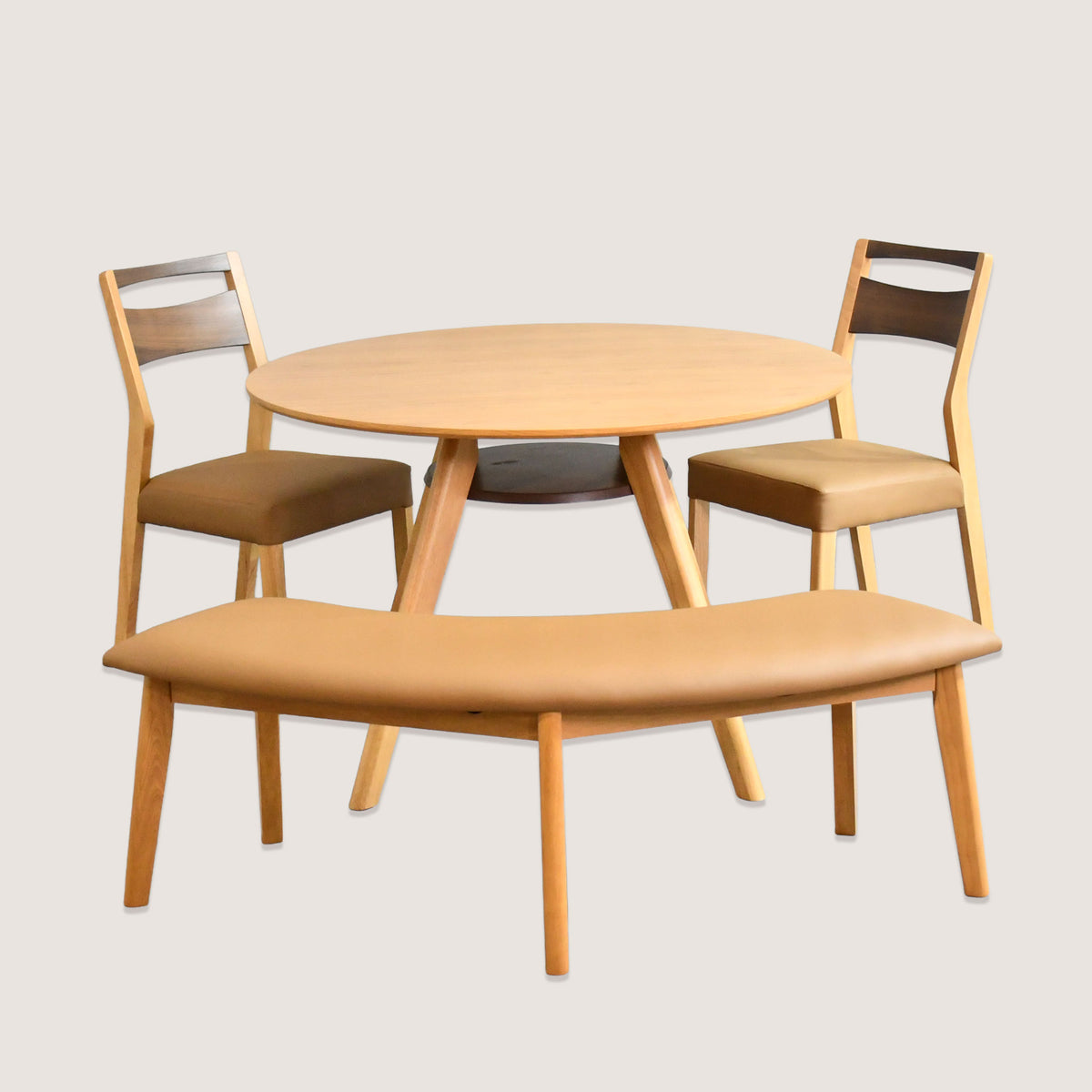 SHEEP オーク&ウォールナット突板110cm幅ダイニングテーブル4点セット 座面高440mm