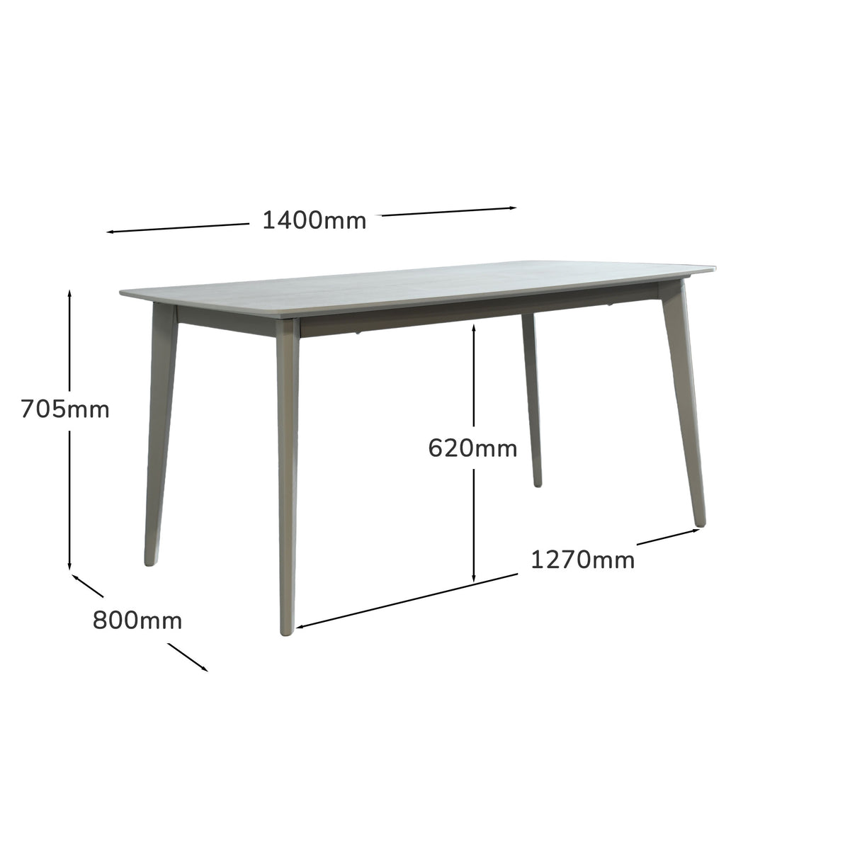 RIN セラミック140cm幅ダイニングテーブル5点セット リブ生地 座面高440mm